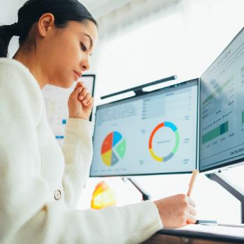 Person analysing data on a computer